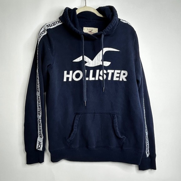 Hollister Other - Y2K 90s Hollister Navy Blue Hoodie Sweatshirt Logo Tape Hoodie Size‎ L